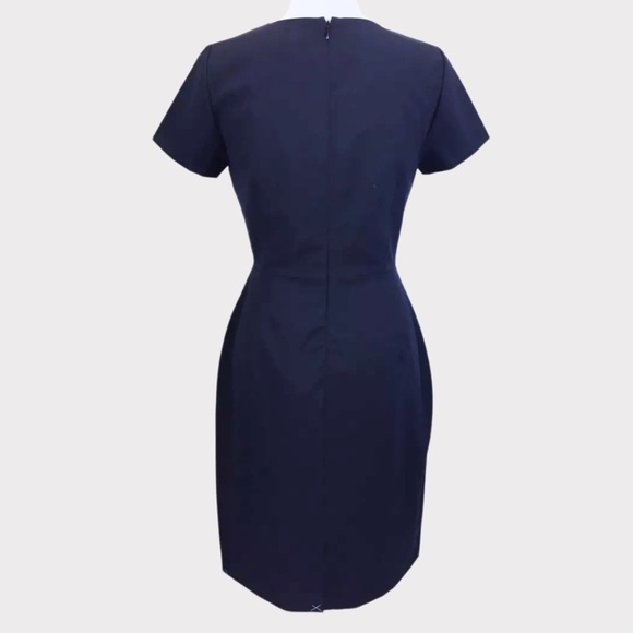 J. Crew Cap-Sleeve V-Neck Midi Dress | Italian Stretch Wool | Blue | Size 0 - Picture 3 of 15